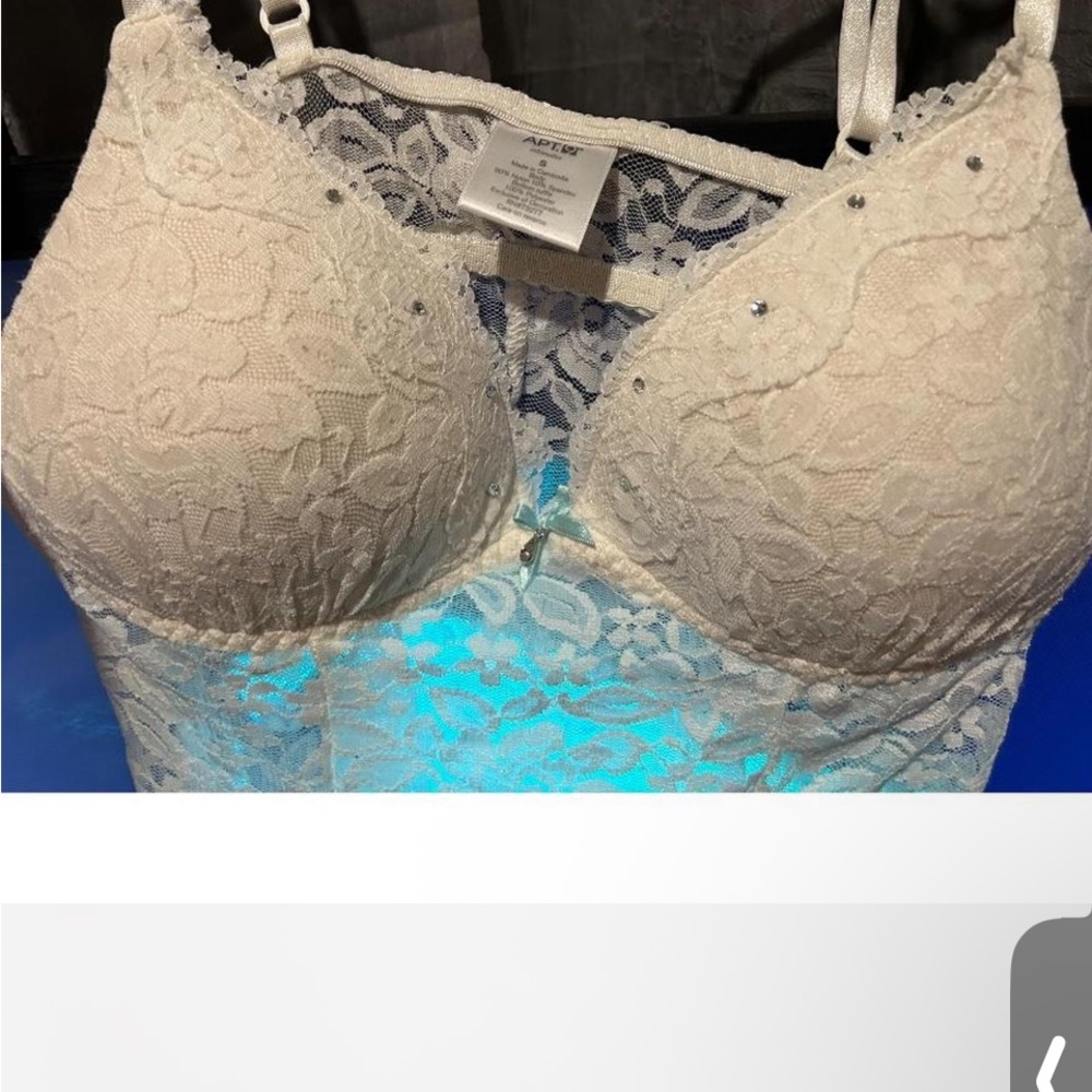 Adore Me Cream Lace Push-Up Bustier with Rhinestones